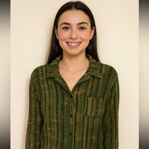 Green Striped Women's Top